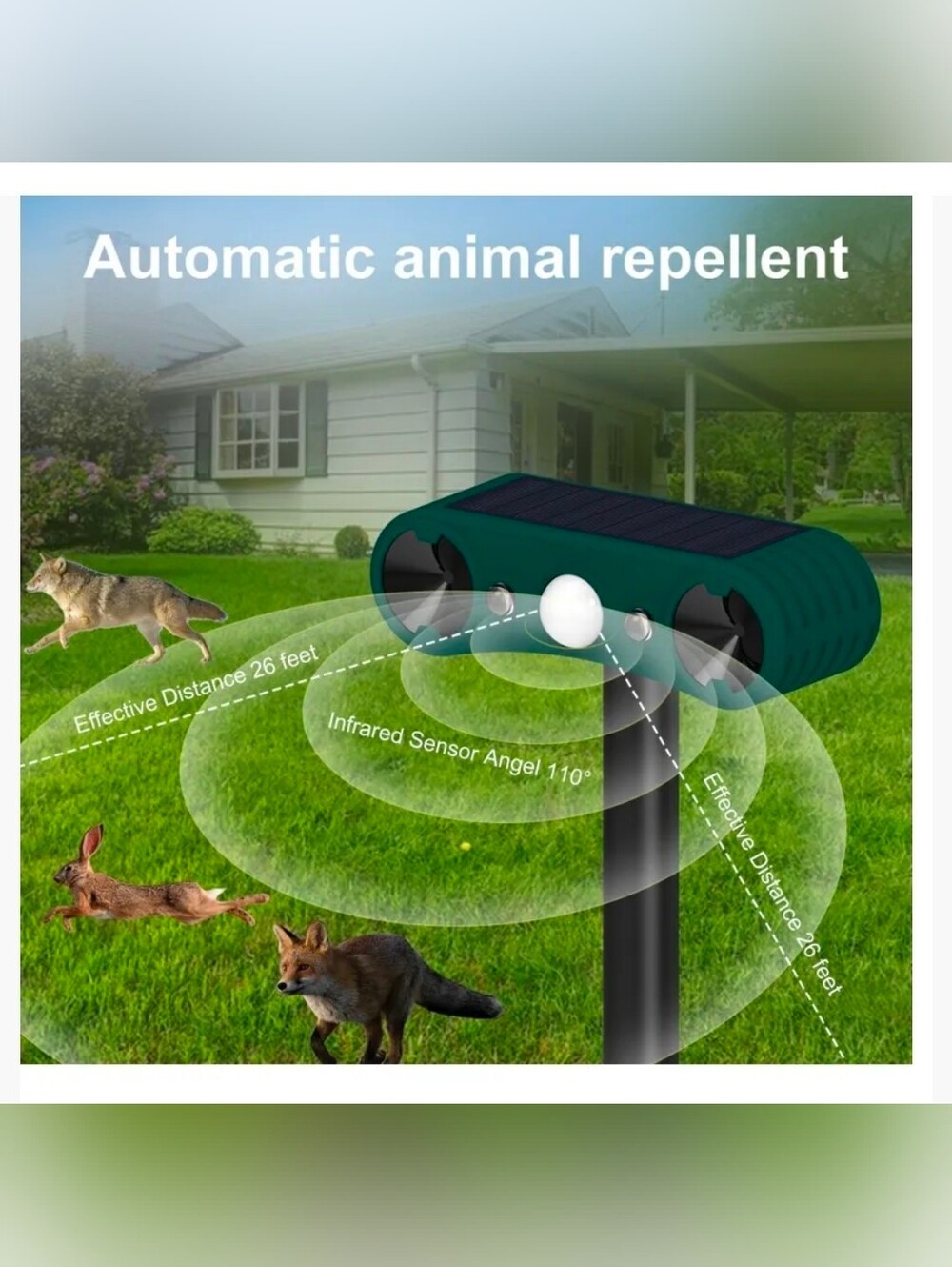 Solar Green Automatic Animal Repellent with Motion Sensor
